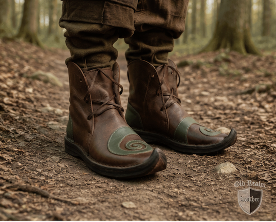 Handmade Brown Medieval Leather Shoes & Viking Style