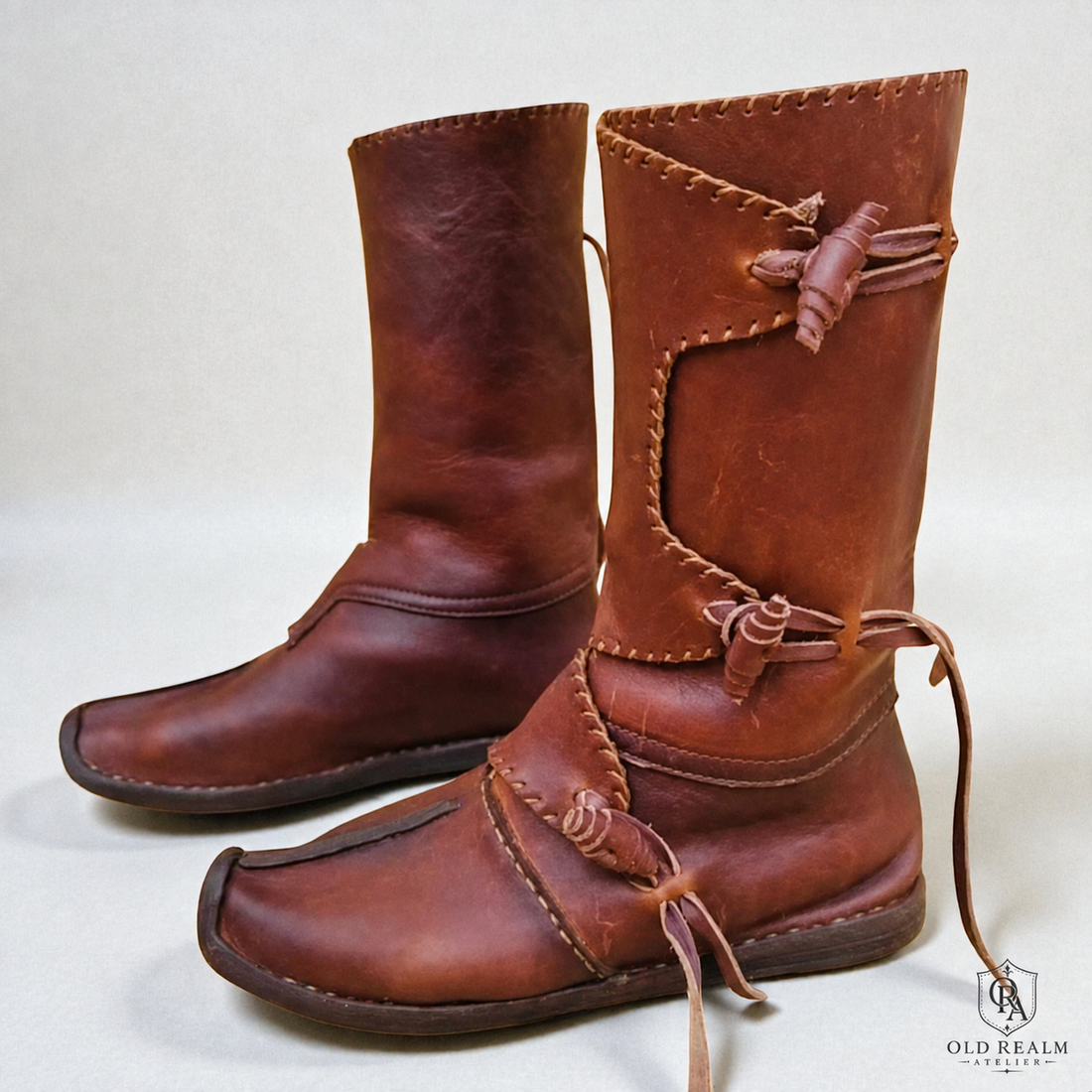 Medieval leather boots for outdoor LARP terrain