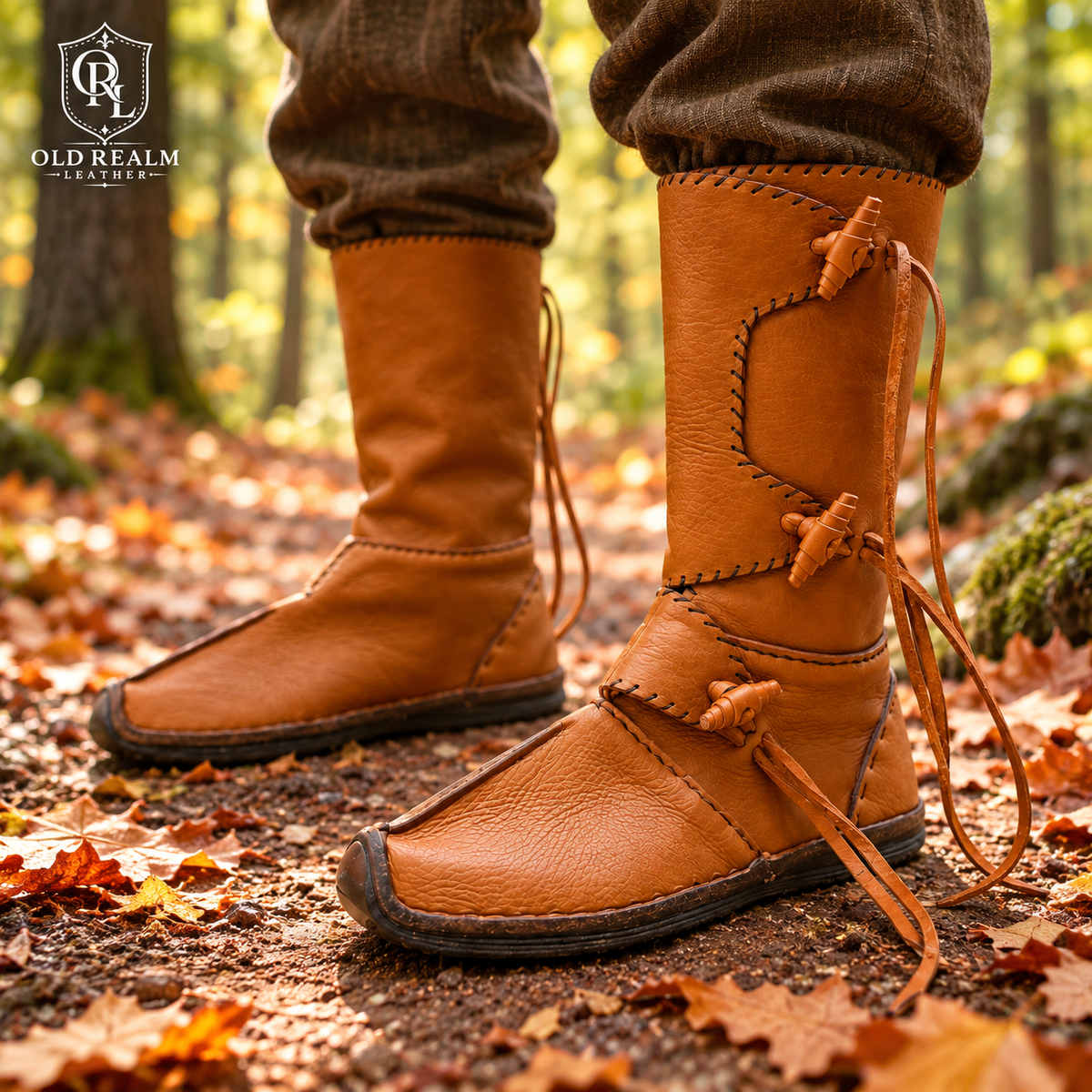 Handgefertigte mittelalterliche Lederstiefel für LARP & Renaissance-Märkte